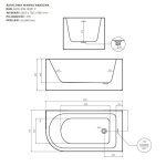 Alanad Upsala Prawa Wanna przyścienna 140x75 cm z przelewem szczelinowym Biały AWW-009-140ZP-P