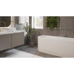 Alanad Upsala Prawa Wanna przyścienna 140x75 cm z przelewem szczelinowym Biały AWW-009-140ZP-P