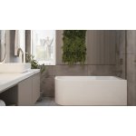 Alanad Upsala Prawa Wanna przyścienna 140x75 cm z przelewem szczelinowym Biały AWW-009-140ZP-P
