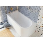 Alanad Upsala Wanna narożna lewa 150x75 cm z systemem napełniania przez przelew i regulacją temperatury wykończenie białym AWW-009-150NPP-L