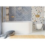 Alanad Upsala Wanna narożna lewa 150x75 cm z systemem napełniania przez przelew i regulacją temperatury wykończenie białym AWW-009-150NPP-L