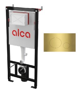 Alca Plast Podtynkowy system instalacyjny do suchej zabudowy + przycisk Turn kolor brass AM101/1120+TURN-BRASS  W MAGAZYNIE !!!
