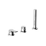 Alpi Ginger Bateria wannowo-prysznicowa 3-otworowa z zestawem prysznicowym Chrom GN M27D365CR