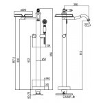  Alpi London Bateria wannowo-natryskowa wolnostojąca z zestawem prysznicowym i półką chrom LO411804CR