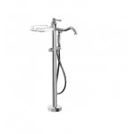  Alpi London Bateria wannowo-natryskowa wolnostojąca z zestawem prysznicowym i półką chrom LO411804CR