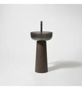      Antonio Lupi Albume10 Umywalka kolor Fume Ø48 cm + postument Albume30 kolor Rovere Thermo Albume10 Fume+Albume30/RT  W MAGAZYNIE