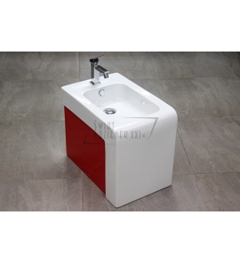   Artceram La Fontana Bidet Stojący 54x36 cm biały/czerwony + Bandini I-Tap Bateria bidetowa chrom z ekspozycji LFB00401;51+2323200000 Tylko 1 komplet w takiej cenie!