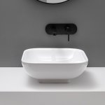 Axa Ciotola Umywalka stawiana na blat 50x46 cm i korkiem Click-clack z syfonem Biały połysk 1508101+AF0015+SI020