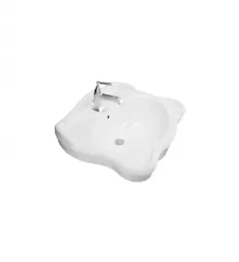 Axa Contea Umywalka ścienna 64x48 cm z korkiem Click-clack i postumentem Biały połysk 0603101+0604001+AF0015