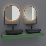 Axa Lustro ścienne okrągłe 60x75 cm z półką i podświetleniem LED Czarny A330252