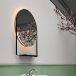 Axa Lustro ścienne okrągłe 60x75 cm z półką i podświetleniem LED Czarny A330252