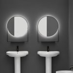 Axa Lustro ścienne okrągłe 60x75 cm z półką i podświetleniem LED Czarny A330252