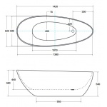 Besco Goya Glam Wanna Wolnostojąca 142x62 cm biała/grafit WMD-140-GG