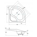 Besco Oliver I Brodzik Półokrągły 90x90 biały BAO-90-NR
