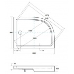 Besco Saturn Brodzik Asymetryczny Prawy 120x90 biały BAS-120-NP