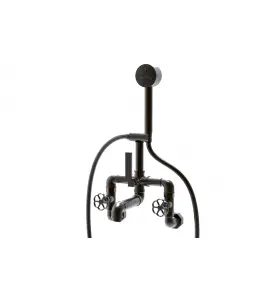 Bleu Provence Bateria wannowa ścienna ze słuchawką i wężem black nickel RVMTM310NN