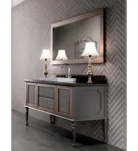 Bleu Provence Classe Zestaw łazienkowy z umywalką, blatem i lustrem wood CLASSE