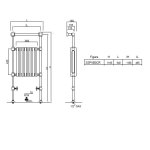 Bleu Provence Grzejnik wodny podłogowy z białym wkładem żeliwnym 53,5x118,5 chrom SSPVB3CR