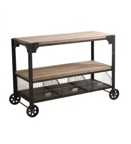Bleu Provence Industrialis Zestaw łazienkowy z metalu i drewna na kółkach Wood/Metal MBMETRO1