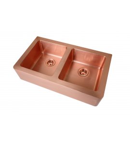 Bleu Provence Livia Zlew kuchenny podwójny półblatowy 91,5x53,5 brushed copper LVCP11BC