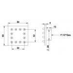 Bongio Time2020 Wellness Dysza boczna 50x50 mm kwadratowa brushed stainless steel 70867ASQU
