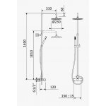 Bruma Adagio Bateria natryskowa z deszczownicą Ø 230 mm na drążku i słuchawką na ruchomym uchwycie Chrom 1932701CR