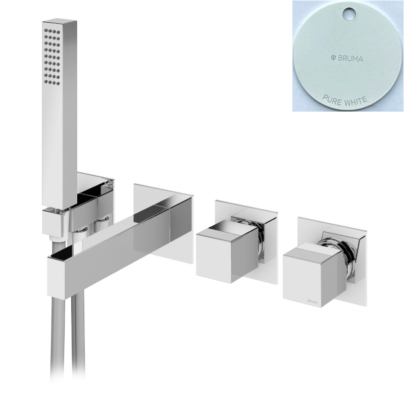 Bruma Adamastor Bateria wannowo-natryskowa podtynkowa z zestawem prysznicowym Pure White 3014601PW