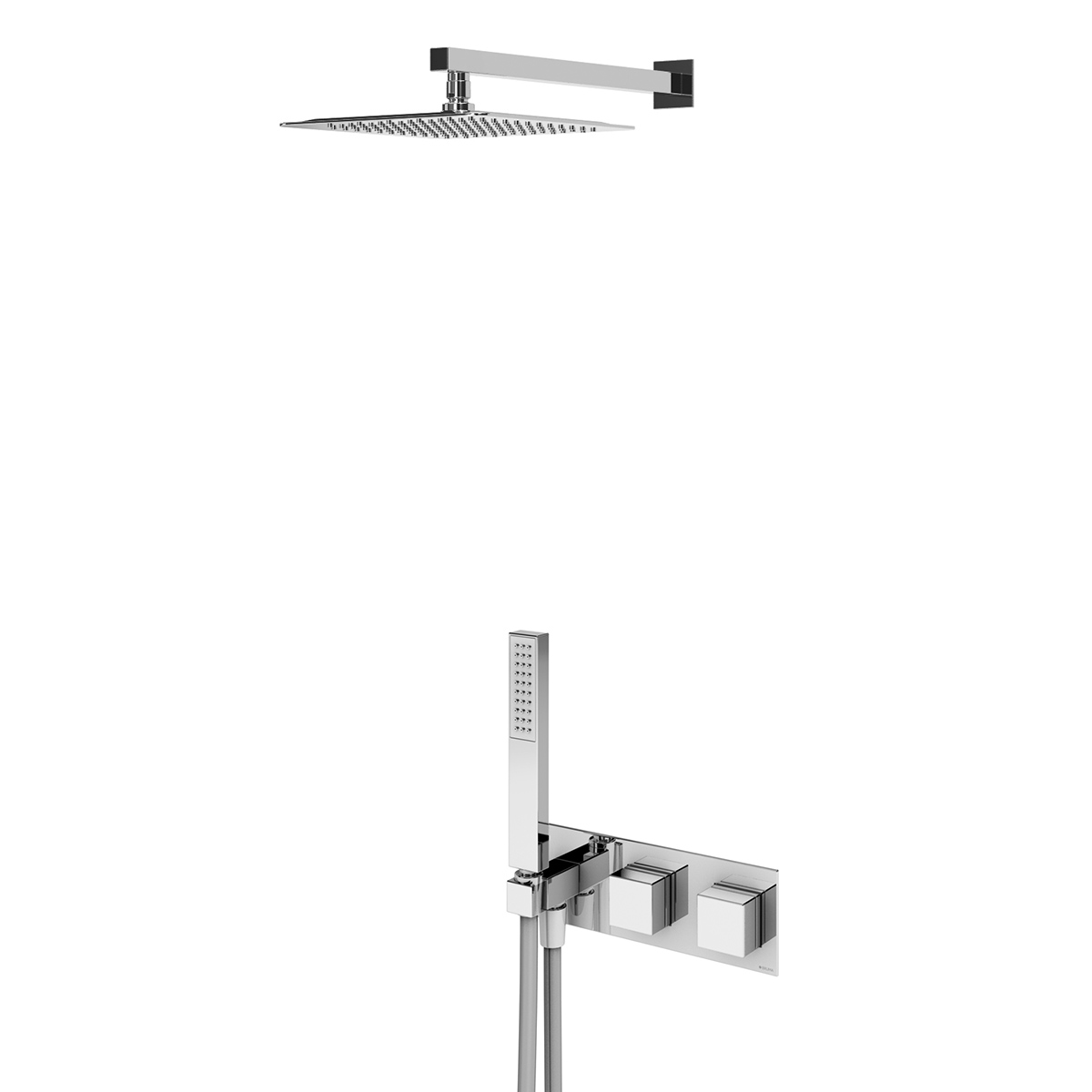 Bruma Adamastor Zestaw natryskowy 250 mm termostatyczny podtynkowy z ramieniem ściennym chrom 1855912CR