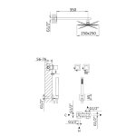 Bruma Adamastor Zestaw natryskowy podtynkowy 250x250 mm z ramieniem ściennym i słuchawką prysznicową Chrom 3017532CR
