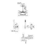 Bruma Adamastor Zestaw natryskowy 250 mm podtynkowy z ramieniem sufitowym Chrom 3015802CR