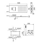 Bruma Adamastor Zestaw natryskowy 250 mm termostatyczny podtynkowy z ramieniem sufitowym Chrom 1856012CR
