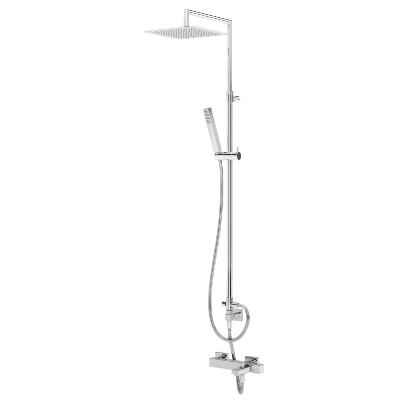 Bruma Adamastor Zestaw wannowo-natryskowy naścienny z deszczownicą 250x250 mm na ramieniu ściennym Chrom 3012662CR