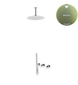 Bruma Avalon Bateria natryskowa podtynkowa z deszczownicą sufitową Ø 250 mm słuchawką prysznicową Sunrise 1895821SR