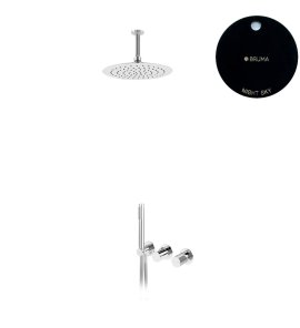 Bruma Avalon Bateria natryskowa podtynkowa z deszczownicą sufitową Ø 250 mm słuchawką prysznicową Night Sky 1893702NS