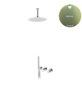 Bruma Avalon Bateria natryskowa podtynkowa z deszczownicą sufitową Ø 250 mm słuchawką prysznicową Sunrise 1893702SR