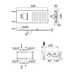 Bruma Avalon Bateria natryskowa termostatyczna podtynkowa z deszczownicą ścienną i słuchawką prysznicową Night Sky 1844852NS