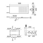 Bruma Avalon Bateria natryskowa termostatyczna podtynkowa z deszczownicą ścienną i słuchawką prysznicową Chrom 1844842CR
