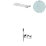 Bruma Avalon Bateria natryskowa termostatyczna podtynkowa z deszczownicą ścienną i słuchawką prysznicową Pure White 1844842PW