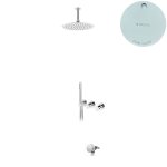 Bruma Avalon Bateria wannowo-natryskowa podtynkowa z deszczownicą sufitową Ø 250 mm napełnianiem przez przelew i słuchawką prysznicową Pure White 1893621PW