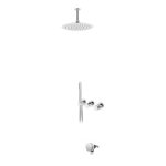 Bruma Avalon Bateria wannowo-natryskowa podtynkowa z deszczownicą sufitową Ø 250 mm napełnianiem przez przelew i słuchawką prysznicową Chrom 1892500CR