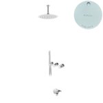 Bruma Avalon Bateria wannowo-natryskowa podtynkowa z deszczownicą sufitową Ø 250 mm napełnianiem przez przelew i słuchawką prysznicową Pure White 1892500PW