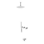 Bruma Avalon Bateria wannowo-natryskowa podtynkowa z deszczownicą sufitową Ø 250 mm napełnianiem przez przelew i słuchawką prysznicową Chrom 1892502CR