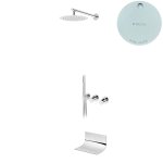 Bruma Avalon Bateria wannowo-natryskowa podtynkowa z deszczownicą Ø 250 mm wylewką i słuchawką prysznicową Pure White 1893551PW