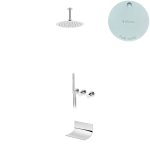 Bruma Avalon Bateria wannowo-natryskowa podtynkowa z deszczownicą sufitową Ø 250 mm wylewką i słuchawką prysznicową Pure White 1893651PW