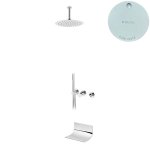 Bruma Avalon Bateria wannowo-natryskowa podtynkowa z deszczownicą sufitową Ø 250 mm wylewką i słuchawką prysznicową Pure White 1892504PW