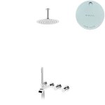 Bruma Avalon Bateria wannowo-natryskowa podtynkowa z deszczownicą sufitową Ø 250 mm i słuchawką prysznicową Pure White 1893331PW