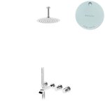 Bruma Avalon Bateria wannowo-natryskowa podtynkowa z deszczownicą sufitową Ø 250 mm i słuchawką prysznicową Pure White 1892506PW