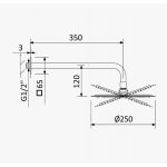 Bruma BlueQ Deszczownica Ø 250 mm z ramieniem ściennym Chrom 1455266CR