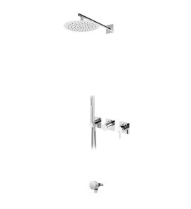 Bruma Breeze Zestaw natryskowo-wannowy podtynkowy z deszczownicą Ø 250 mm ze słuchawką i napełniaczem przez przepływ Chrom 1683701CR