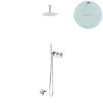 Bruma Breeze Zestaw natryskowy Ø 250 mm termostatyczny podtynkowy z ramieniem sufitowym i syfonem Pure White 1873401PW